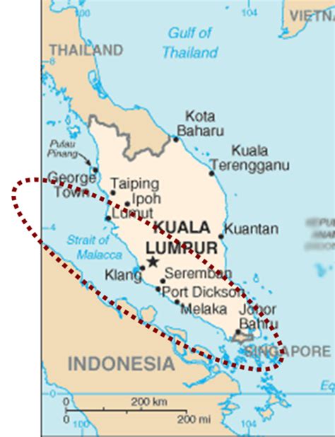 Strait Of Malacca On Asia Map