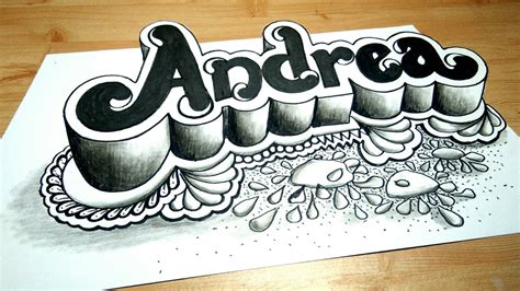 How To Draw Doodle Art 3d Andrea Name On Paper Andrea Dian Drawing