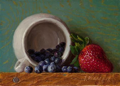 Wang Fine Art Still Life With Blueberries And A Strawberry Daily