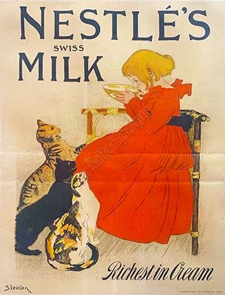 Extremely Rare Vintage Nestle S Swiss Milk Poster By Steinlen C 1898