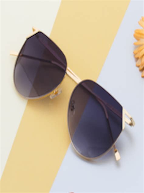 Buy Ted Smith Women Purple Lens Gold Toned Aviator Sunglasses With Uv
