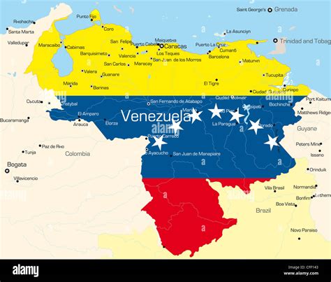 Abstract Vector Color Map Of Venezuela Country Colored By National Flag