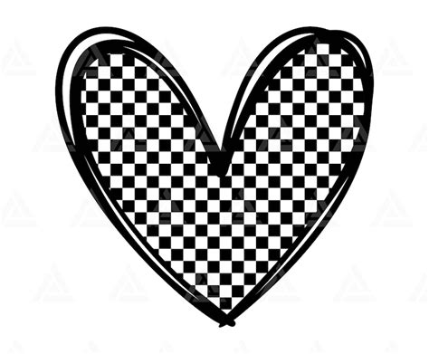 Checkered Heart Svg Checker Pattern Svg Doodle Heart Etsy Hong Kong