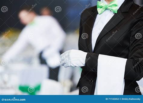 Catering Service Waitress On Duty In Restaurant Stock Photo Image Of