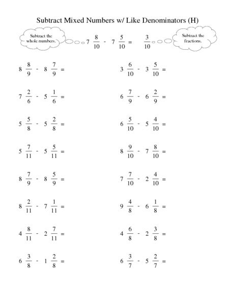 Mixed Addition And Subtraction Using Fraction - Worksheet School