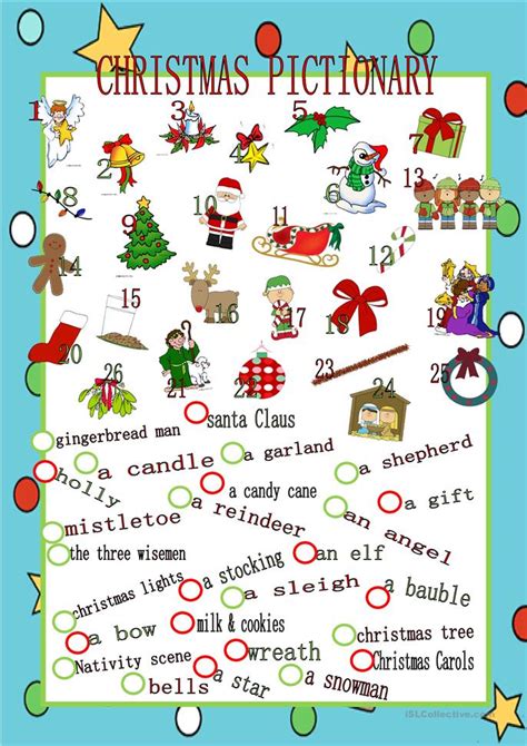 Christmas Pictionary Worksheet Free Esl Printable Worksheets Made By
