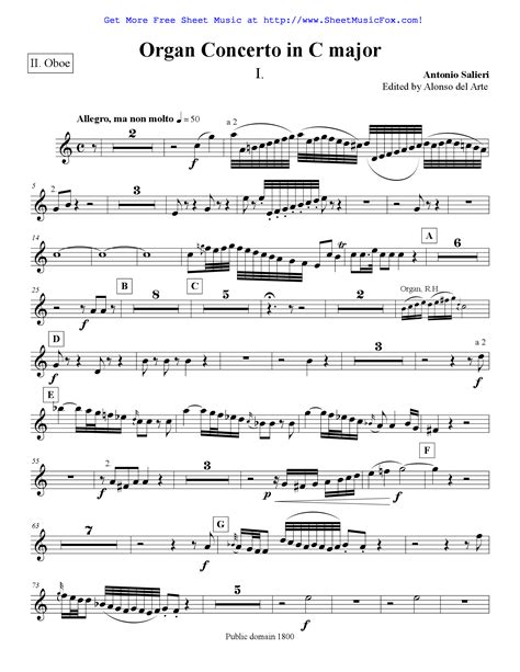 free sheet music for organ concerto in c major salieri antonio by antonio salieri