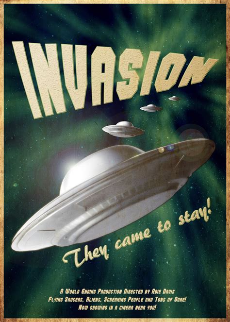 Ufo Invasion Vintage Sci Fi Poster By Abie Davis The Minion Factory