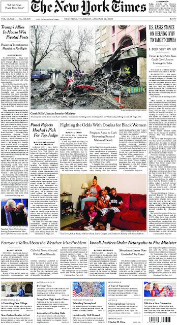 The New York Times In Print For Thursday Jan 19 2023 The New York