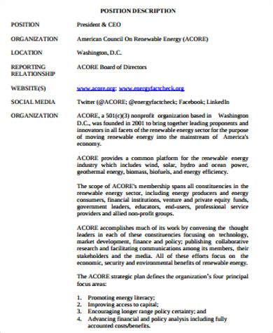 Let's take a look at one example executive director and ceo roles within a nonprofit organization often overlap. FREE 8+ President Job Description Samples in MS Word | PDF