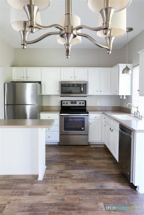The cabinets below are white dove by benjamin moore if you are wondering. The Rental House Reveal Finally! | Life on Virginia Street ...