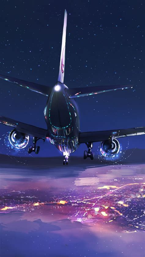 aircraft sky night flight digital art 1080x1920 wallpaper purple wallpaper scenery