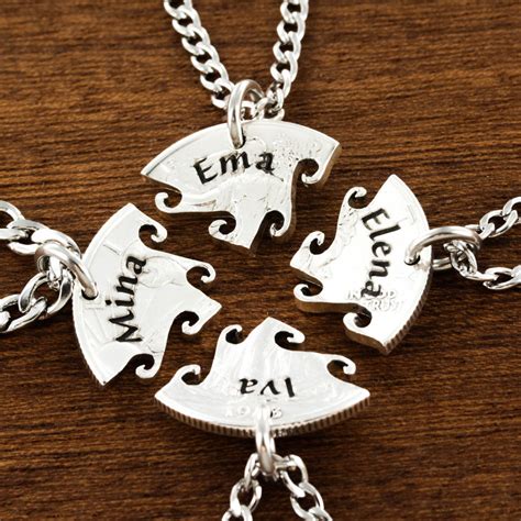 4 Best Friend Necklace Custom Name Necklaces Interlocking