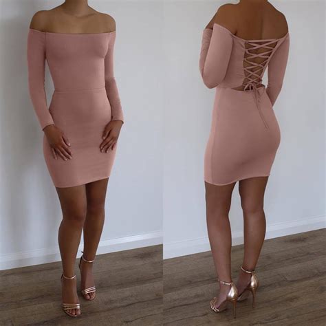 New Fashion Women Off The Shoulder Bandage Bodycon Mini Dresses Lady