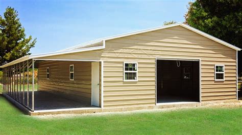 30x51x12 Enclosed Metal Garage With Lean To