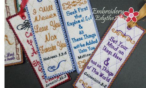 Bookmark Set Of Six Faith Based In The Hoop Machine Embroidery