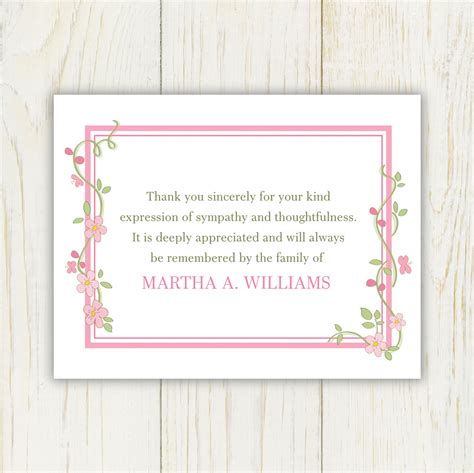 Thank you notes come in a wide variety of styles. Pink Flower Funeral Thank You Card Printable Digital