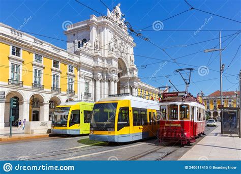 Lisbon Trams Public Transport Transit Transportation Traffic At The
