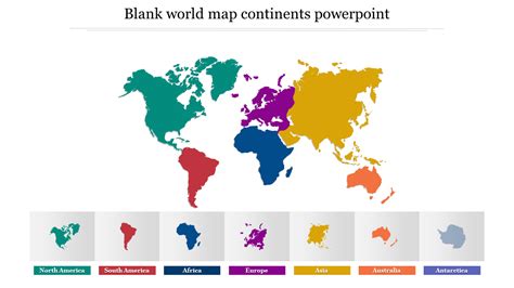 Multi Color Blank World Map Continents Powerpoint Template