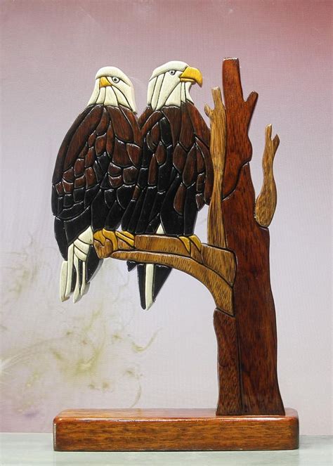 Two Bald Eagles In 2020 Intarsia Patterns Wood Art Intarsia Woodworking