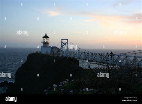 Point Bonita Lighthouse At Sunset Marin County California Stock Photo