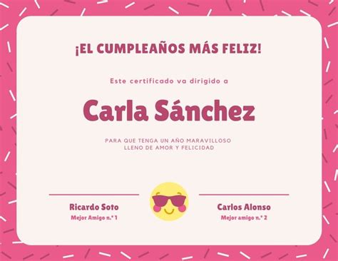 Plantillas De Certificados De Cumpleaños Editables Canva