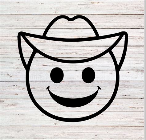 Cowboy Smiley Faces SVG Layered And Silhouette Svg Png Etsy
