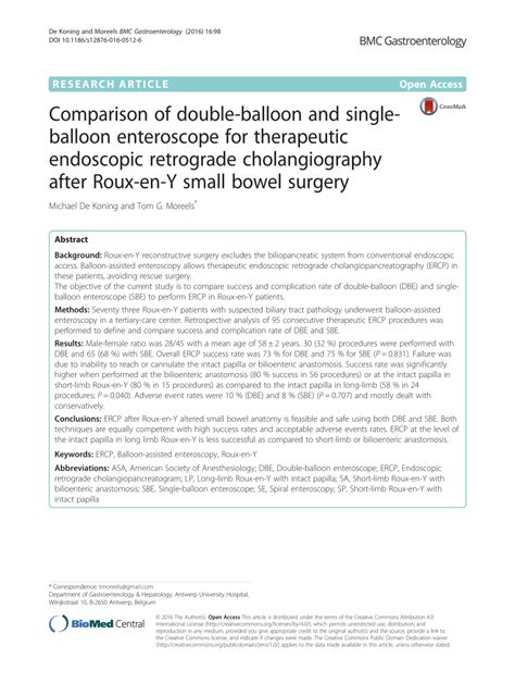 Pdf Comparison Of Double Balloon And Single Balloon Enteroscope For