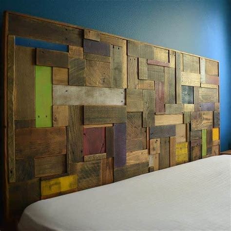 Colorful Headboard Made Out Of Recycled Pallets Recyclart