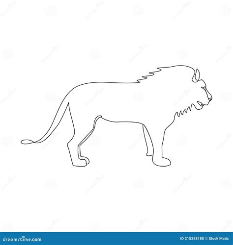 Eine Zeile Hand Zeichnung Wilde Löwe Umriss Symbol Vektor Abbildung