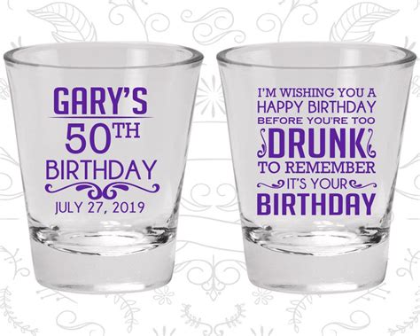50th Birthday Shot Glasses Birthday Glasses Happy Birthday Etsy Birthday Shot Glasses