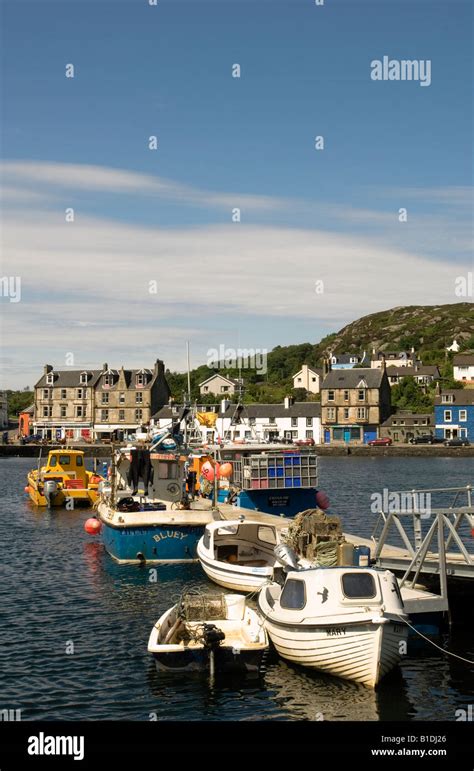 Fishing Boats Tied Up In The Harbour Of Tarbert Loch Fyne Scotland An