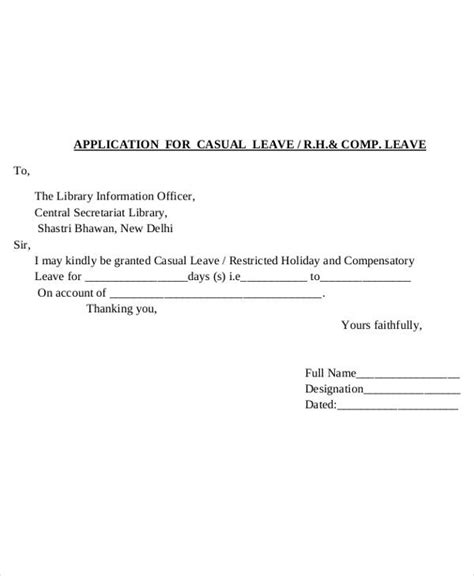 In writing a leave application letter, the intention is to make an official request to be given a break from your. 41+ Application Letter Templates Format - DOC, PDF | Free ...