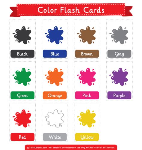 Printable Color Flash Cards