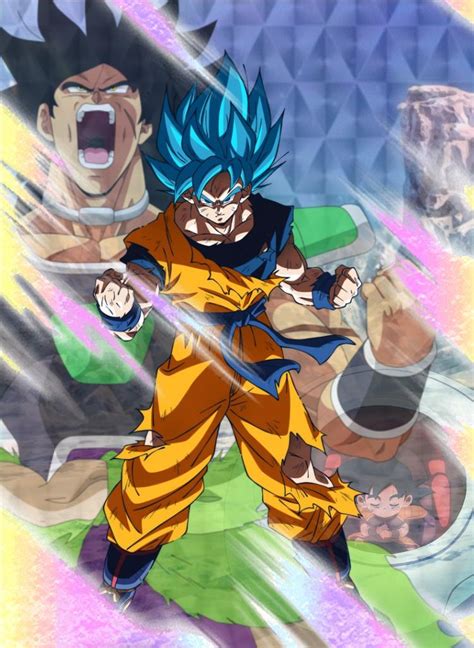 No aura and no kaioken version here: Super Saiyan Blue Goku ( Broly Movie ) card art concept ...