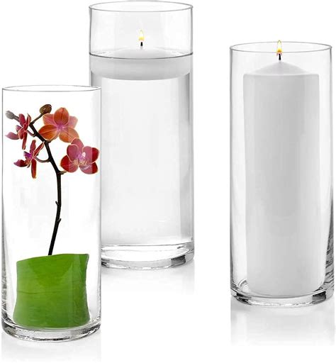 Buy Raja Glass Cylinder Vases 10 Inch Tall Multi Use Pillar Candle Floating Candles Holders