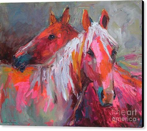 Contemporary Equine Horse Paintings Canvas Print Featuring The Painting
