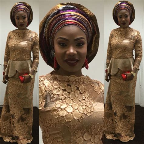 Gold Lace Fabric With Mixed Colours Aso Oke Gele Beautiful Asoebibukkysade African Beautiful