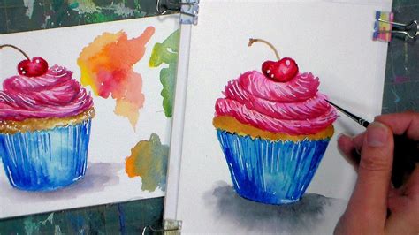 Learn To Draw And Paint A Cupcake In Watercolor Watercolor Pencil