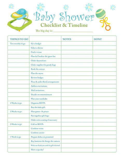 Baby checklist - Free Printable Coloring Pages