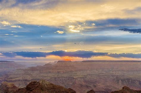 Sunset At Grand Canyon From Desert View Point South Rim Stock Image