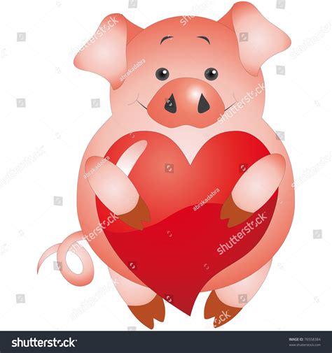 Pig Heart On White Background Illustration Stock Illustration 76558384
