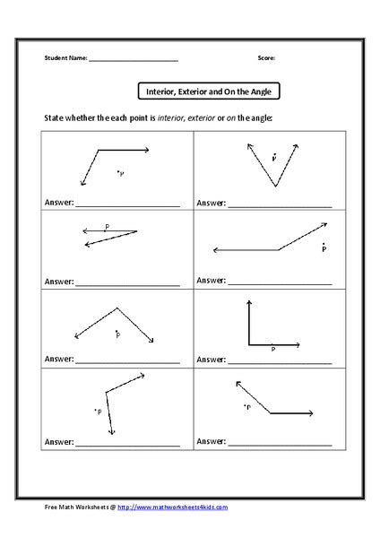 Interior Exterior And On The Angle Worksheet For 10th Grade Lesson