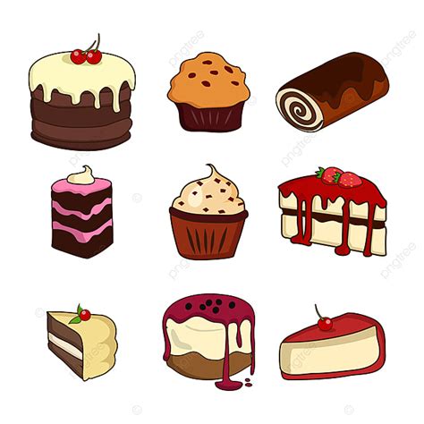 Set Of Hand Drawn Sweet Cake Doodle Doodle Set Collection Png And