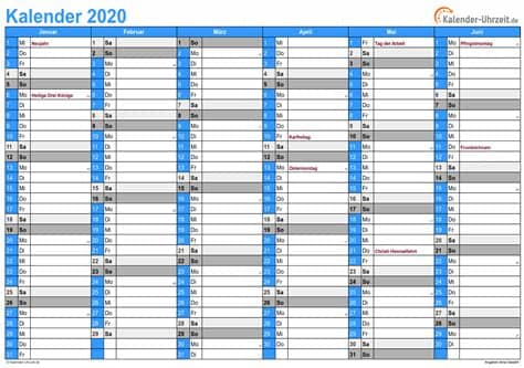 Laden sie die kalender mit feiertagen 2021 zum ausdrucken. KALENDER 2020 ZUM AUSDRUCKEN - KOSTENLOS