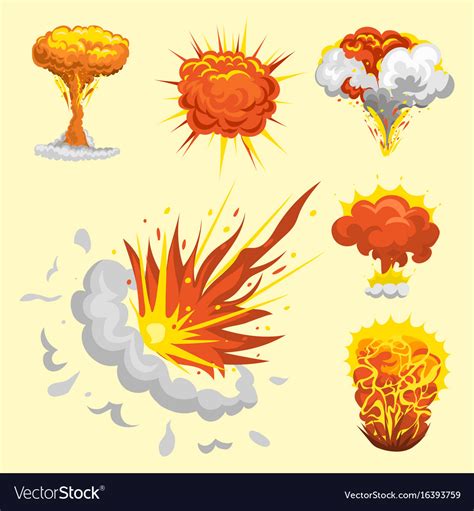 Cartoon Explosion Boom Effect Animation Game Vector Image