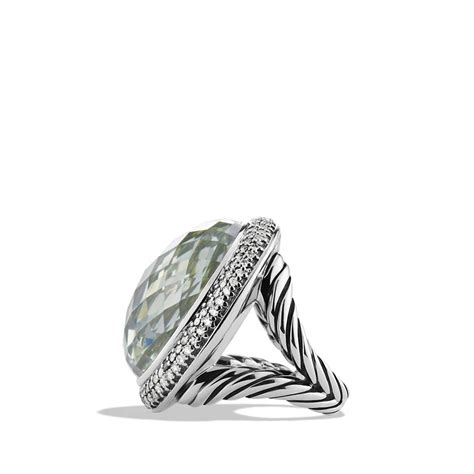 Lyst David Yurman Dy Signature Oval Ring With Prasiolite And Diamonds