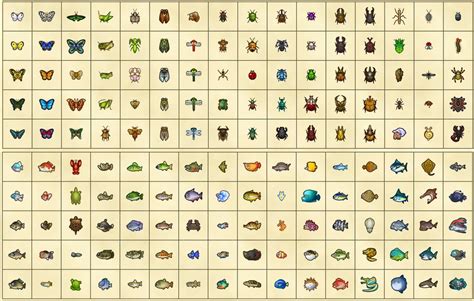 Merged Bug And Fish Critterpedia Image Checklist Animalcrossingnewhor