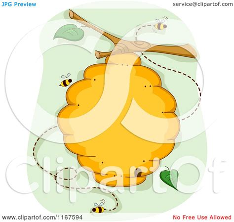Cartoon Of A Bee Hive Over Green Royalty Free Vector