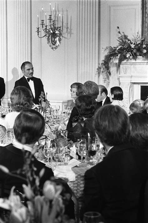 Photograph Of King Hussein Of Jordan Making A Toast At A State Dinner